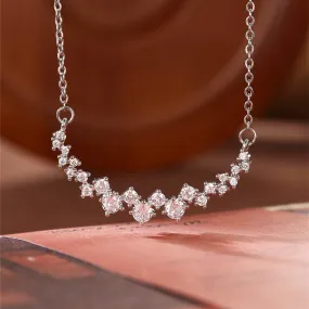 1.20 TCW Round Moissanite Diamond Cluster Necklace