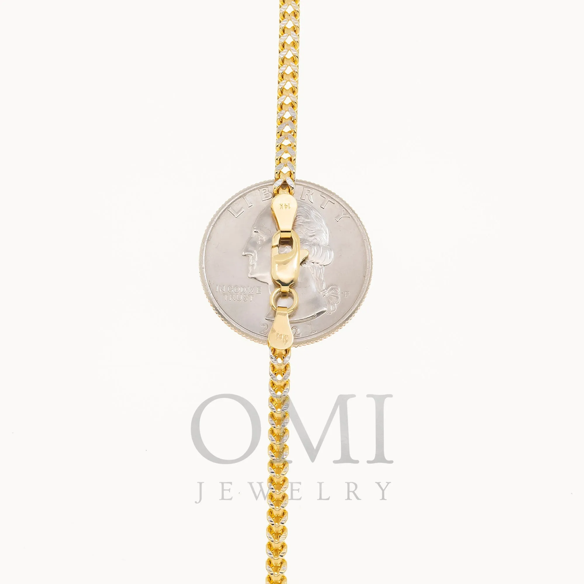 14K GOLD DIAMOND CUT 3MM FRANCO CHAIN