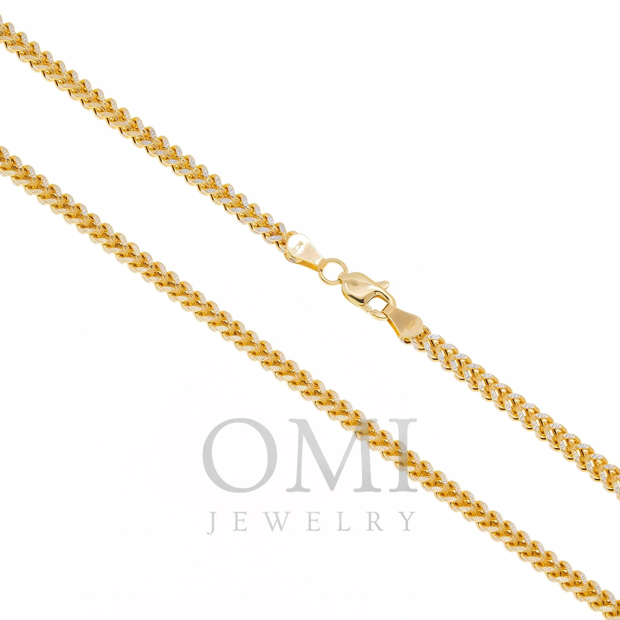 14K GOLD DIAMOND CUT 3MM FRANCO CHAIN