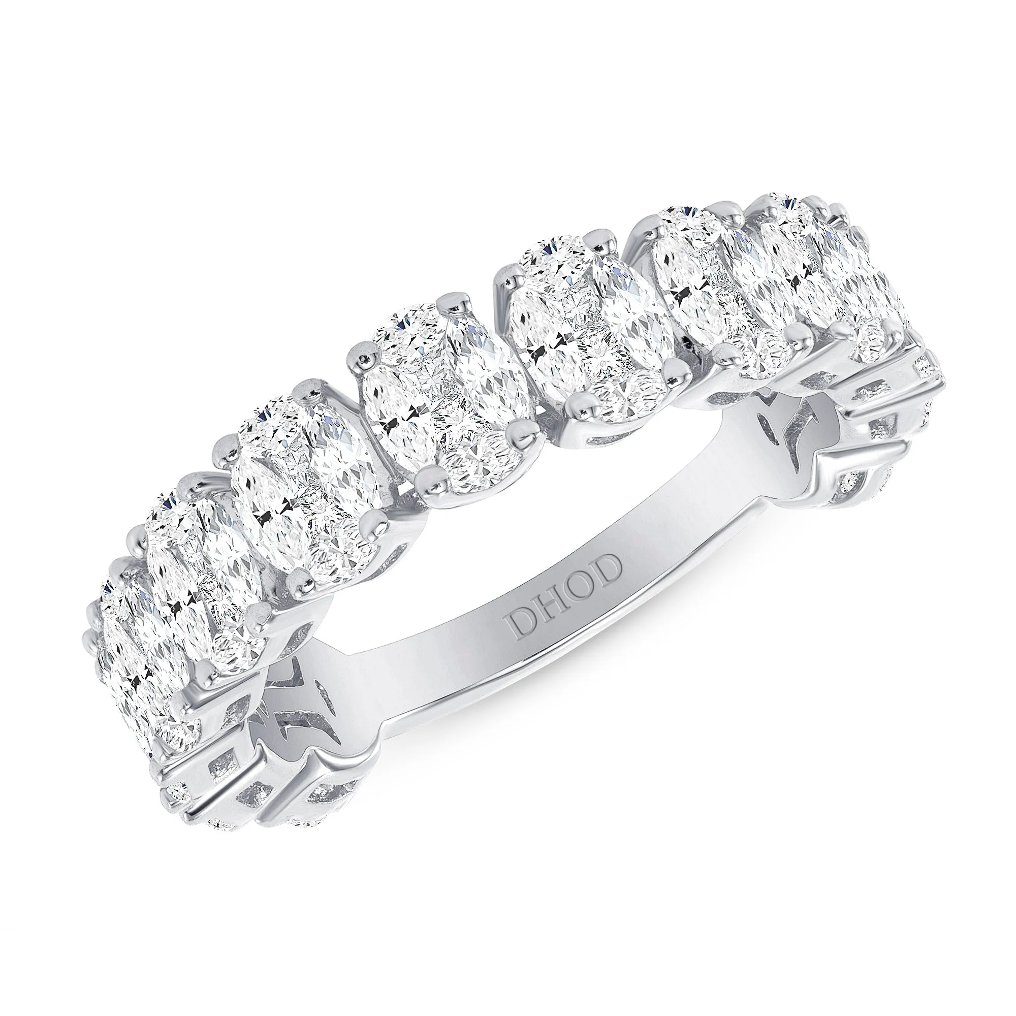 14K Oval Cluster Diamond Band