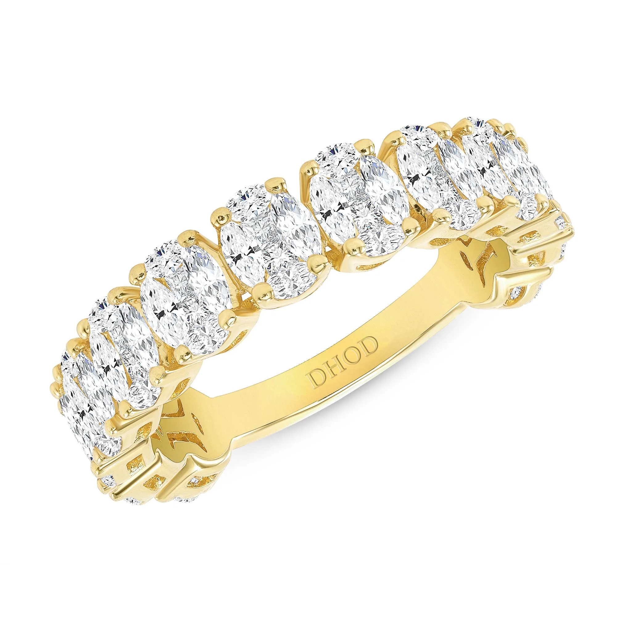 14K Oval Cluster Diamond Band