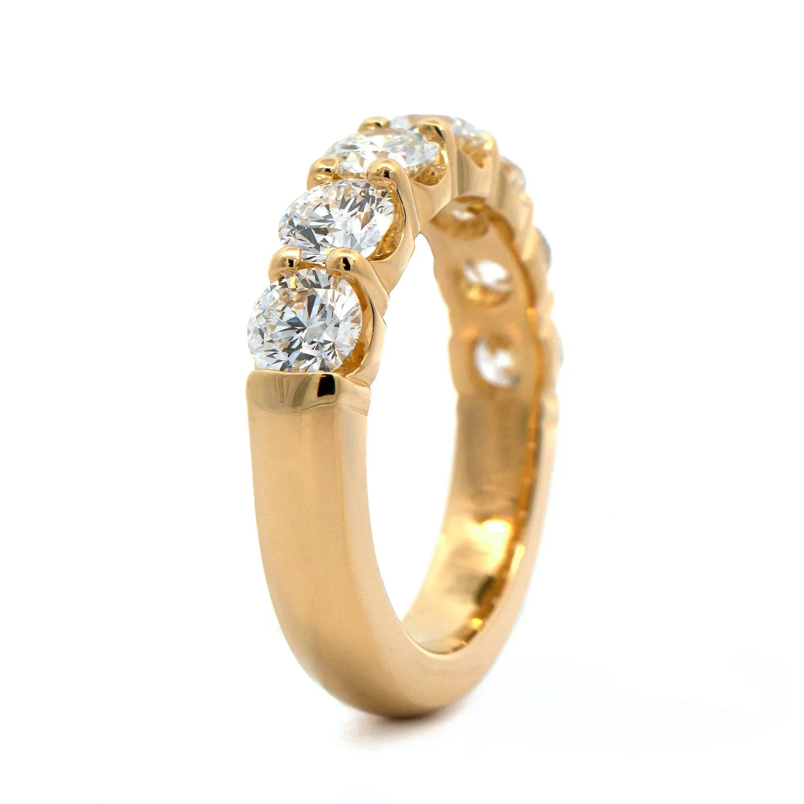 18K Yellow Gold Shared Prong Round Diamond Band