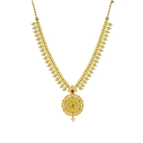 22K Yellow Gold Uncut Diamond Mango Necklace W/ 9.59ct Uncut Diamonds, Emeralds, Rubies & Drop Pearl