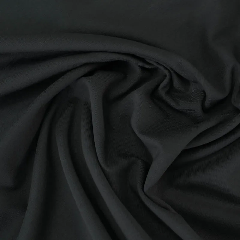 75CM REMNANT Plain Bamboo Elastane Jersey - Darkest Black