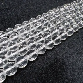 8mm 128-Cut Faceted Clear Quartz Round Bead Strands DIY Jewelry Making Project