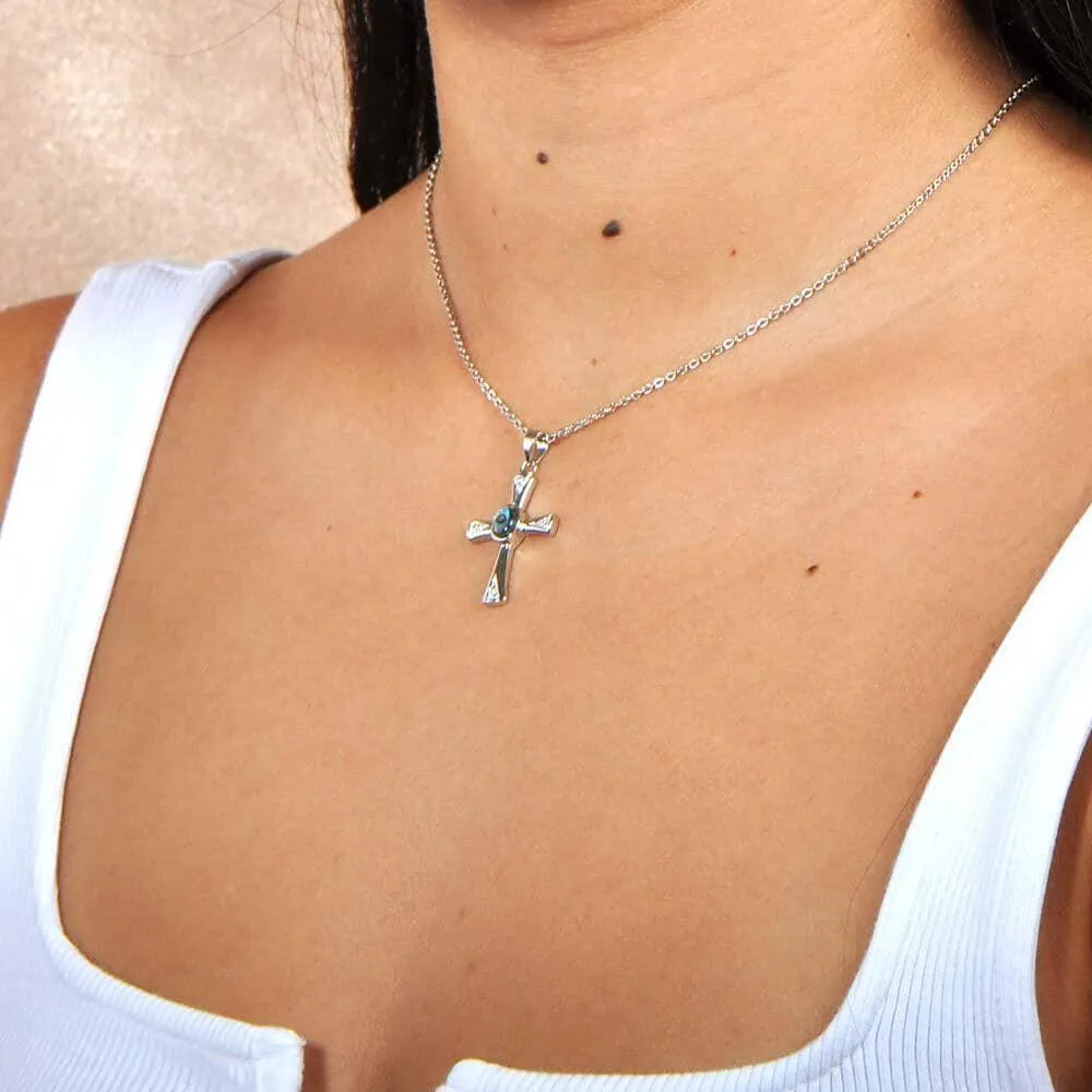 Abalone Centered Cross Pendant