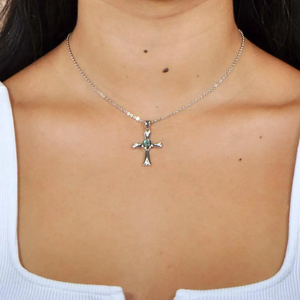 Abalone Centered Cross Pendant