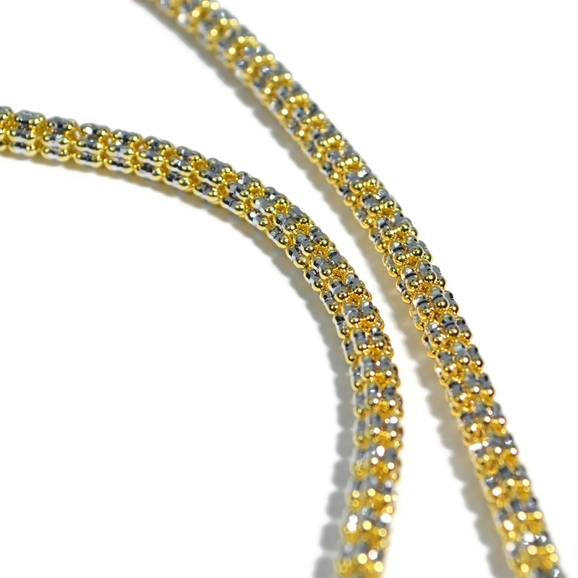 AFJ Gold Collection - Yellow and White Gold Necklace, 16 - 3.4 mm