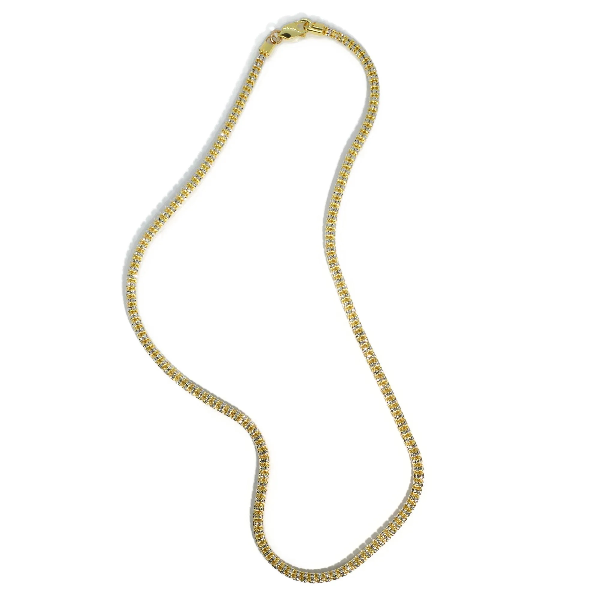 AFJ Gold Collection - Yellow and White Gold Necklace, 16 - 3.4 mm