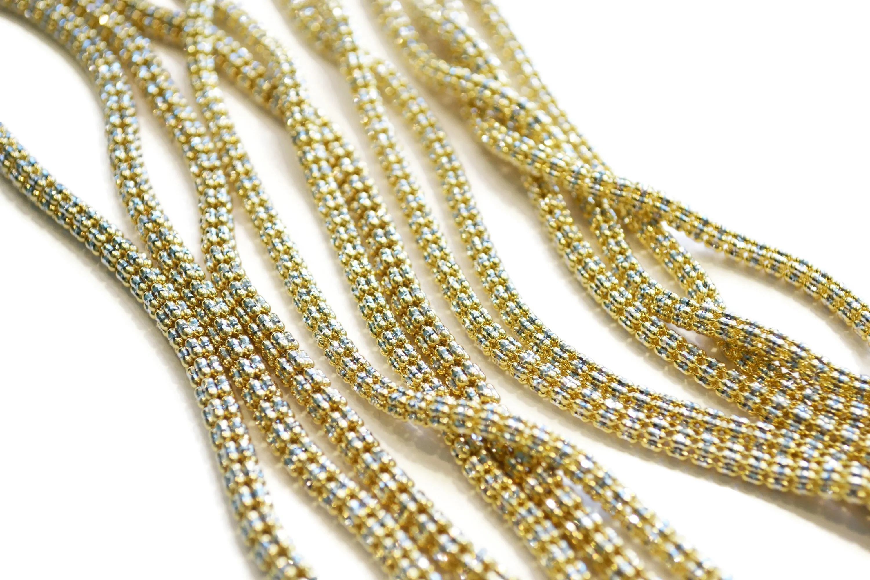 AFJ Gold Collection - Yellow and White Gold Necklace, 16 - 3.4 mm