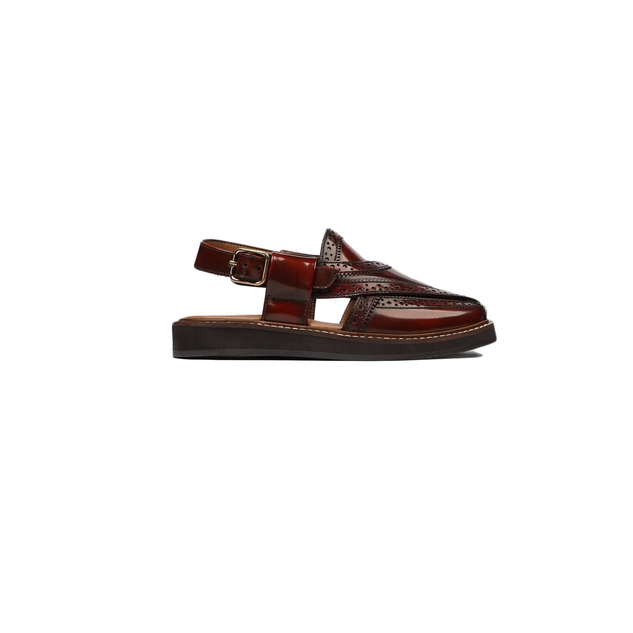 Alfons -  Kid's Oxblood Box Leather High Shine Sandal (5-12 Years Old)