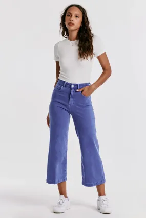 AUDREY SUPER HIGH RISE CROPPED WIDE LEG COLOR JEANS GALACTIC COBALT