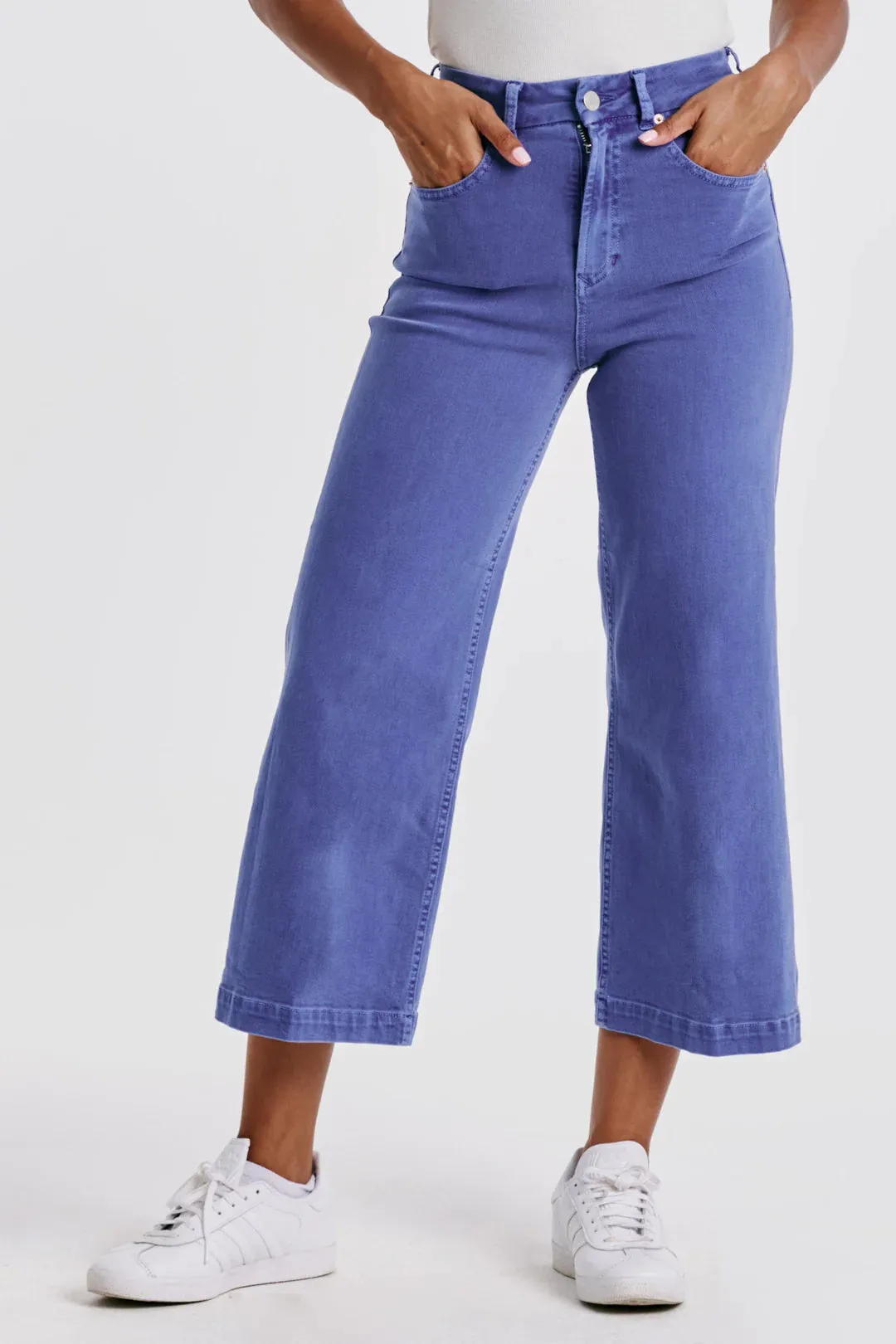 AUDREY SUPER HIGH RISE CROPPED WIDE LEG COLOR JEANS GALACTIC COBALT