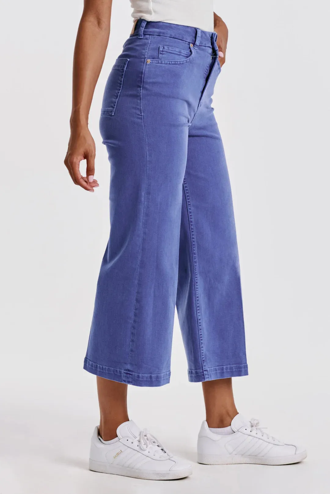 AUDREY SUPER HIGH RISE CROPPED WIDE LEG COLOR JEANS GALACTIC COBALT