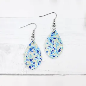 Beach Mosaic Acrylic Pointed Teardrop Dangle Earrings