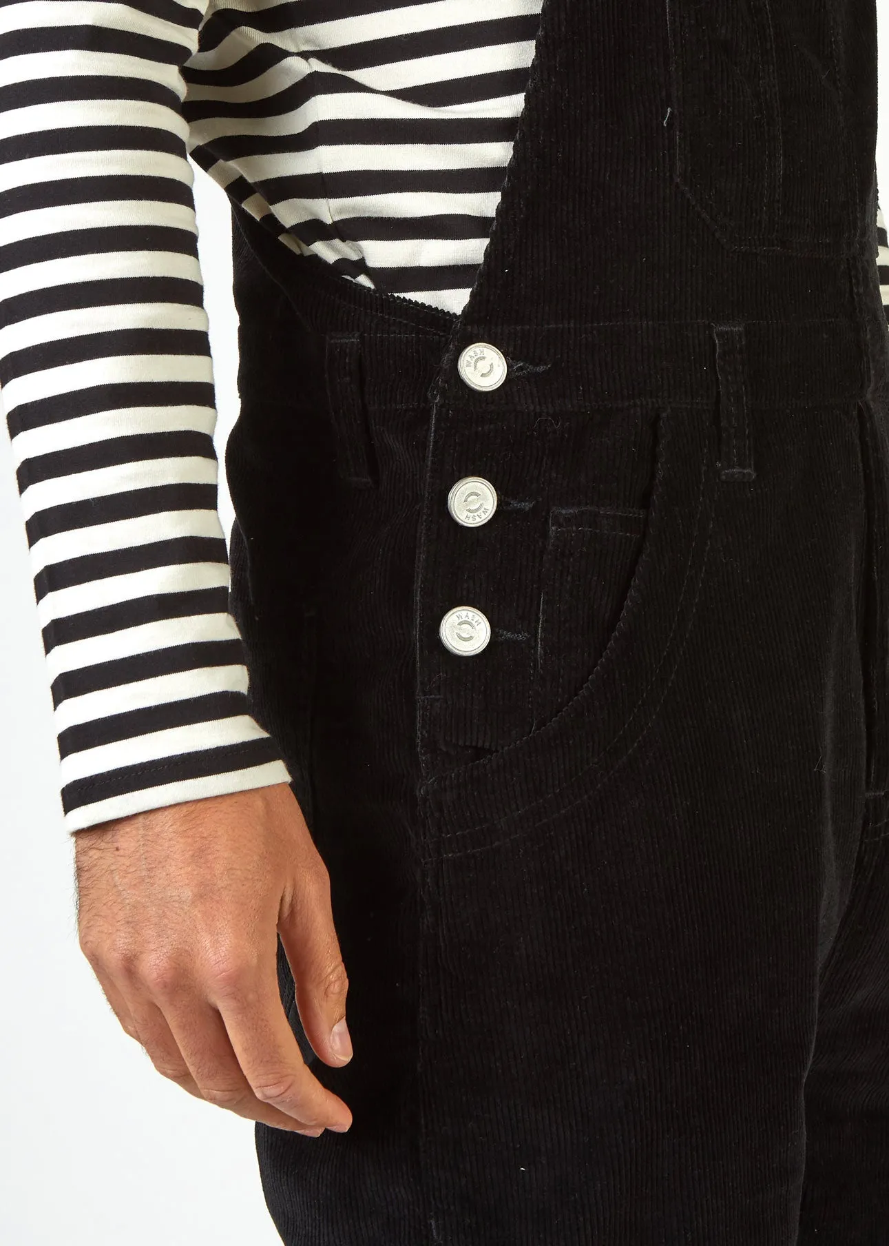 BERTIE Relaxed Fit Cord Dungarees - Black