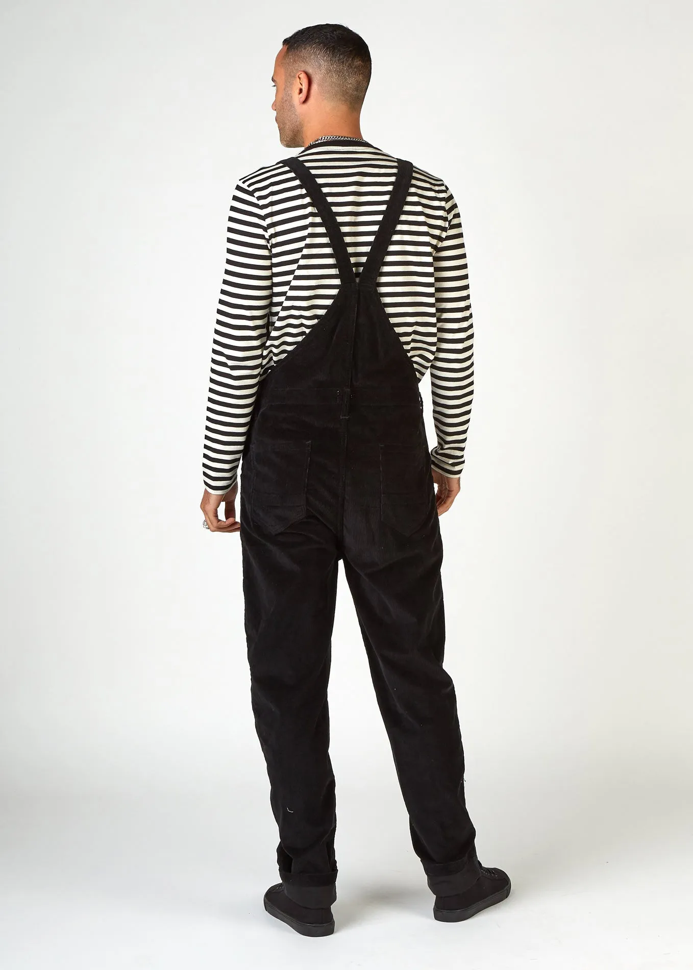 BERTIE Relaxed Fit Cord Dungarees - Black