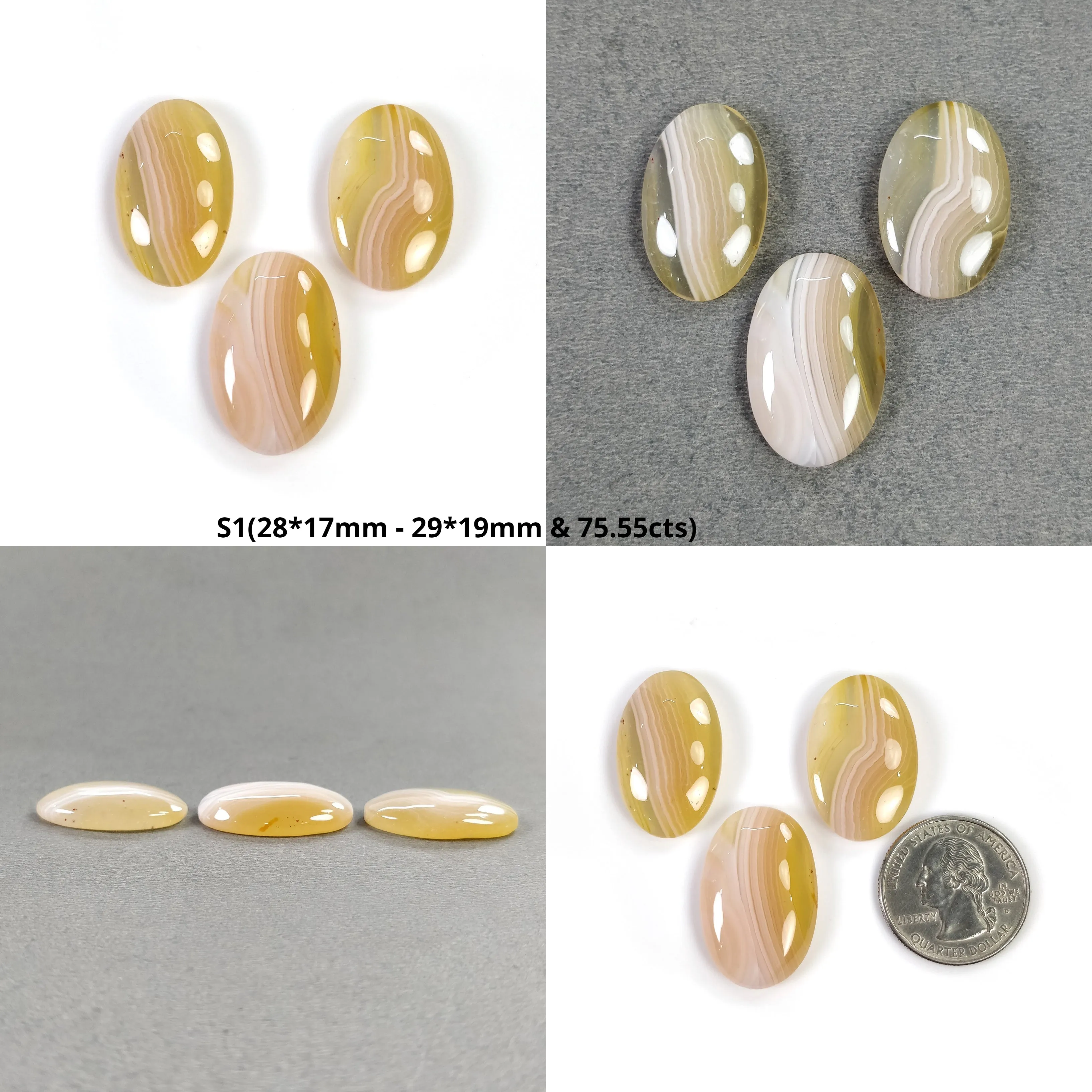 BOTSWANA AGATE Gemstone Cabochon : Natural Untreated Bi-Color Agate Oval Shape 20*14mm - 37*24mm 3pcs, 5pcs & 6pcs Lot