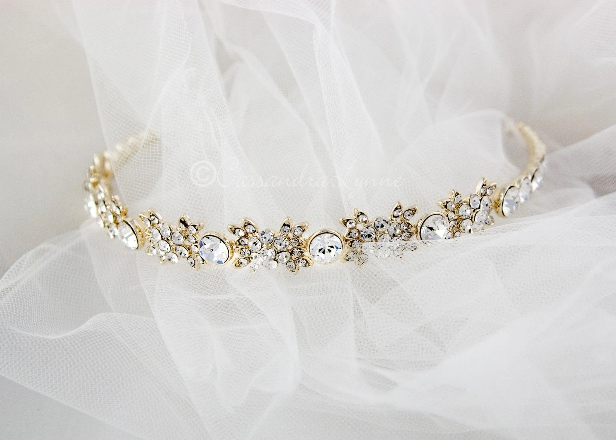 Bridal Headband with Round Jewels