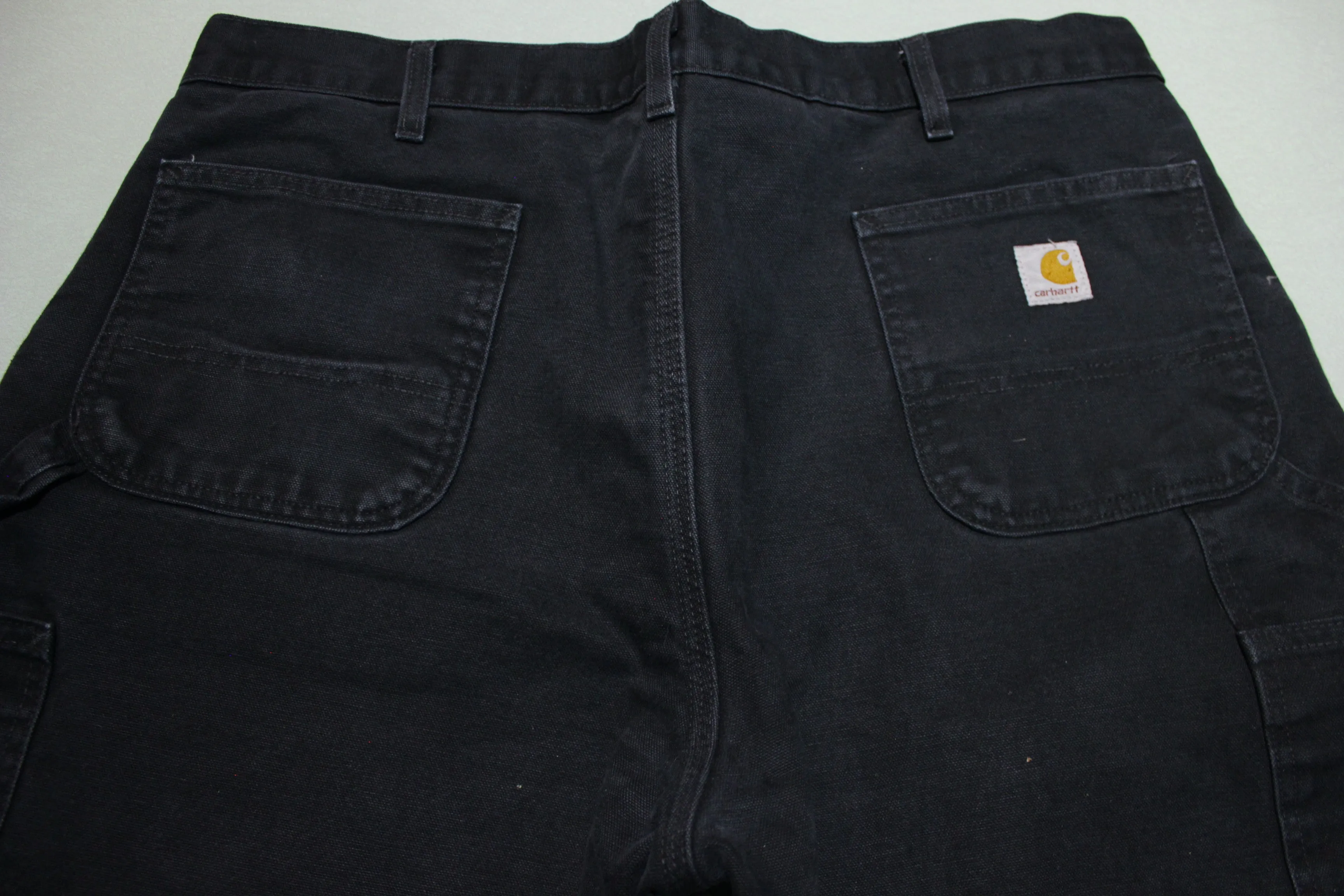 Carhartt 100071 001 BLK Washed Duck Work Double Knee Front Pants Flannel Lined