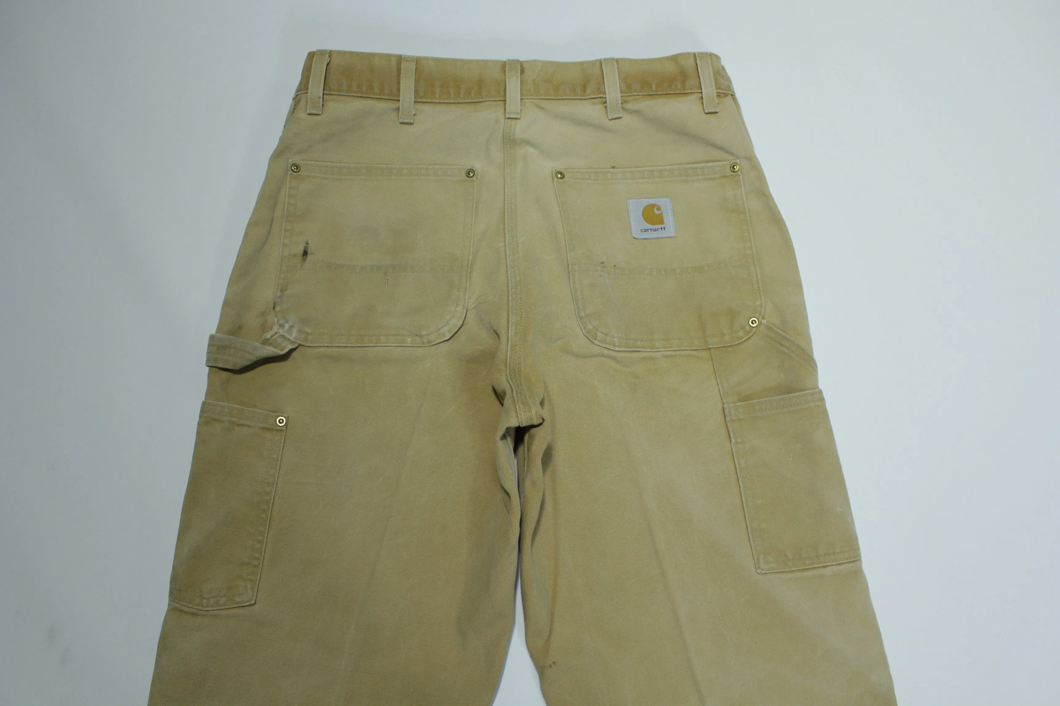 Carhartt B01 BRN Dungaree Fit Duck Wash Canvas Double Knee Front Work Construction Pants