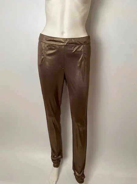 Chanel 12A, 2012 Paris Bombay Fall Stretchy Gold Metallic Pants Leggings FR 38 US 4/6