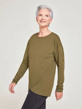 Cianna GRS Recycled Polyester Top - Dark Olive Green