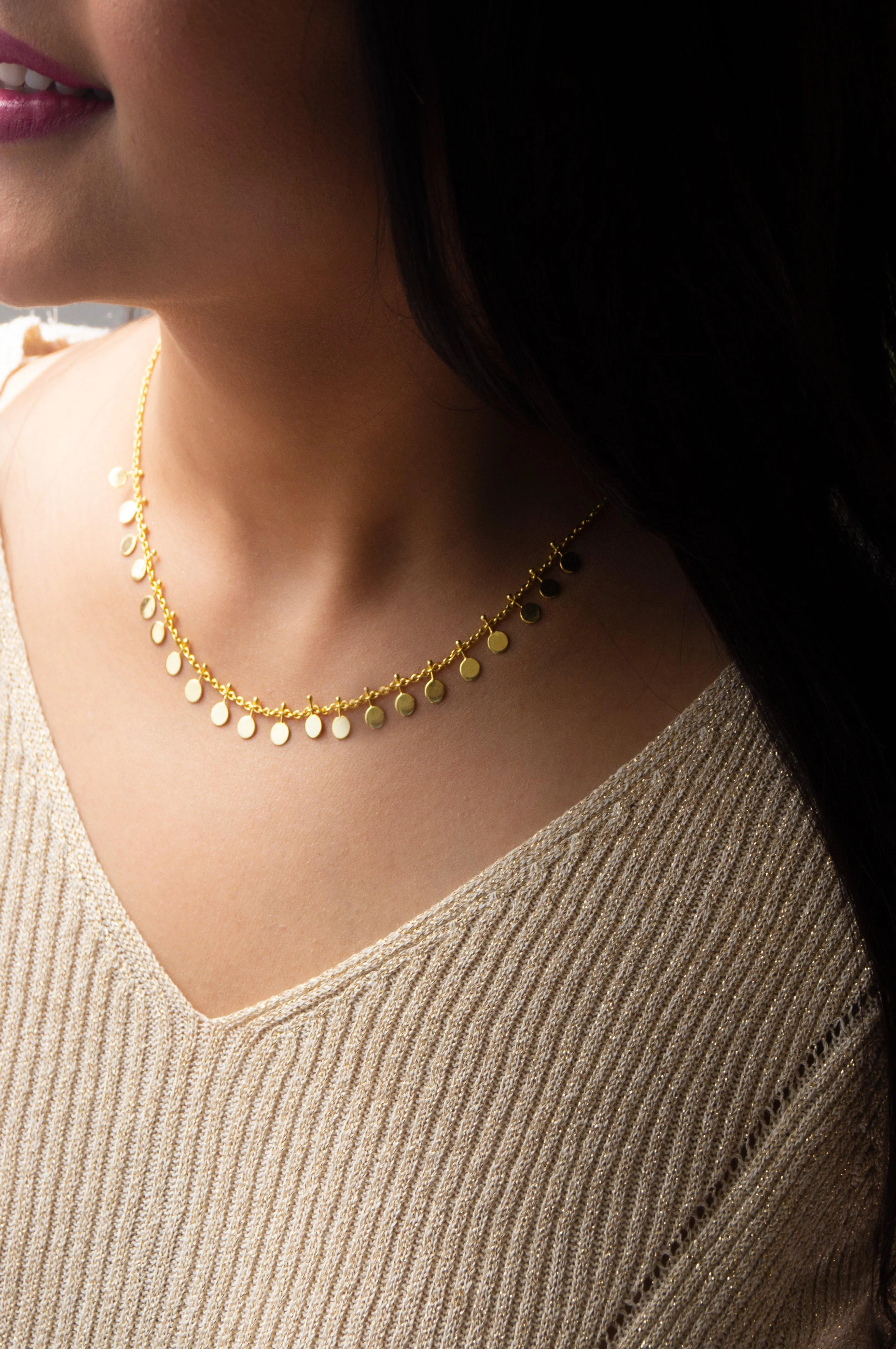 Classic Circle Garland Gold Plated Sterling Silver Necklace