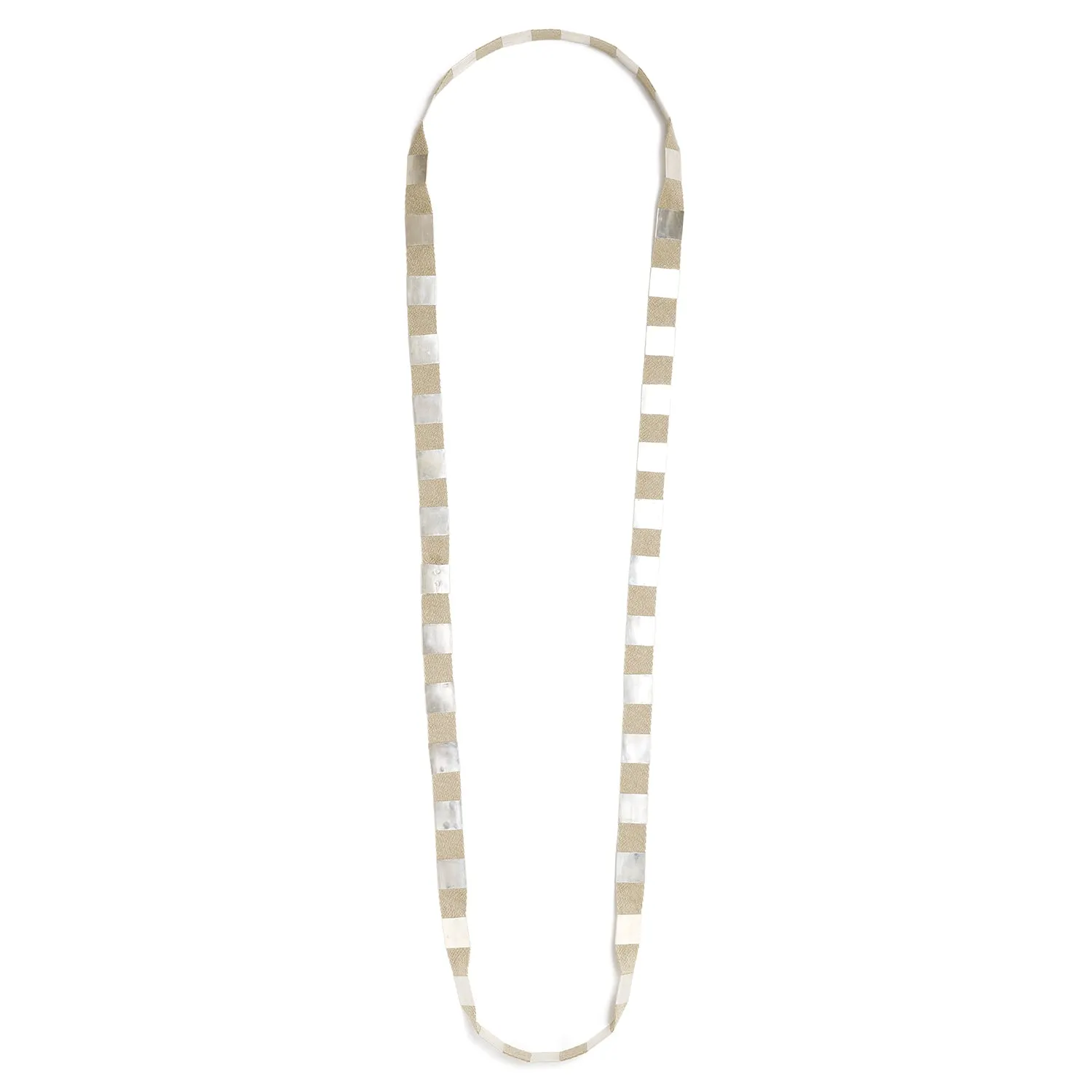 Classic Square Ribbon Necklace~Sand