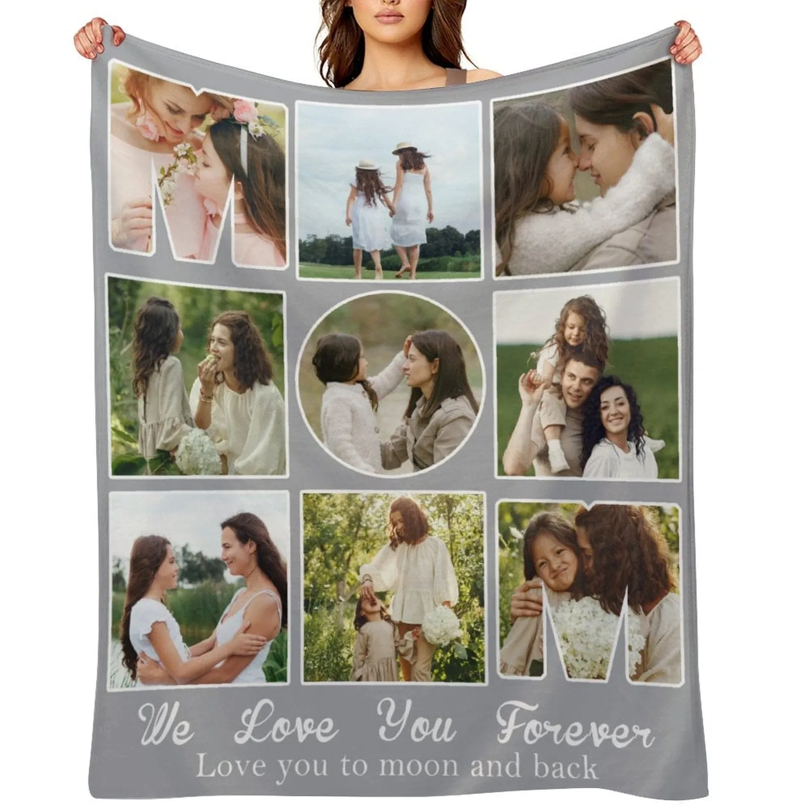 Custom Photo Love You Forever Anti-pilling Flannel Blanket Personalized Mother's Day Blanket Gifts For Best Mom And Grandma