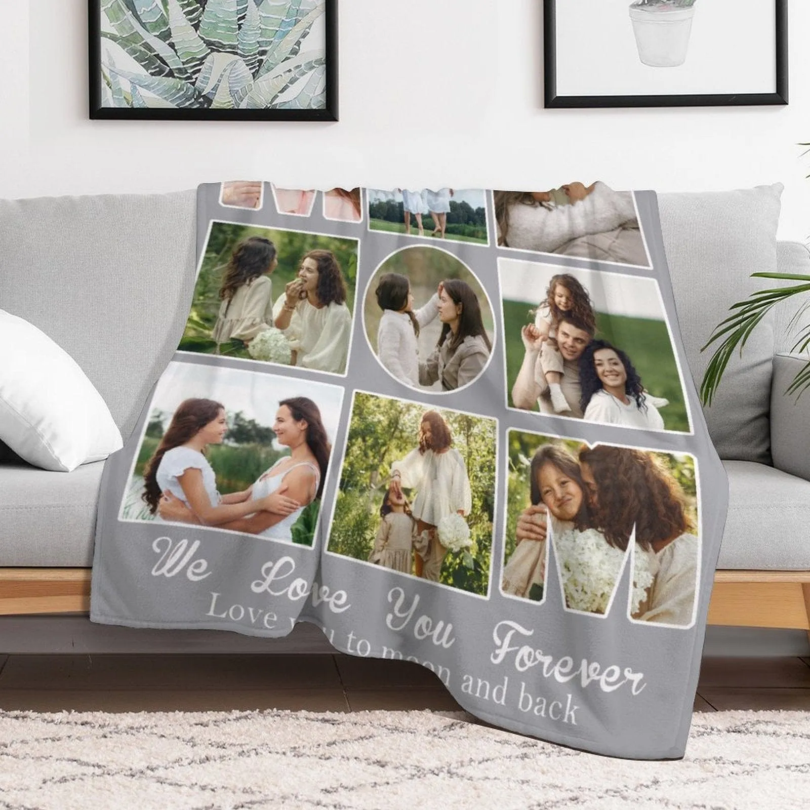 Custom Photo Love You Forever Anti-pilling Flannel Blanket Personalized Mother's Day Blanket Gifts For Best Mom And Grandma