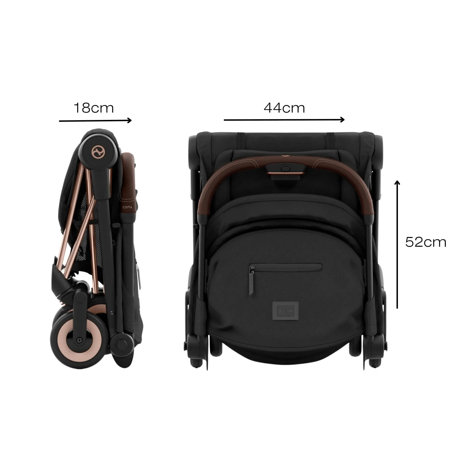 Cybex COYA Stroller - Matt Black/Peach Pink