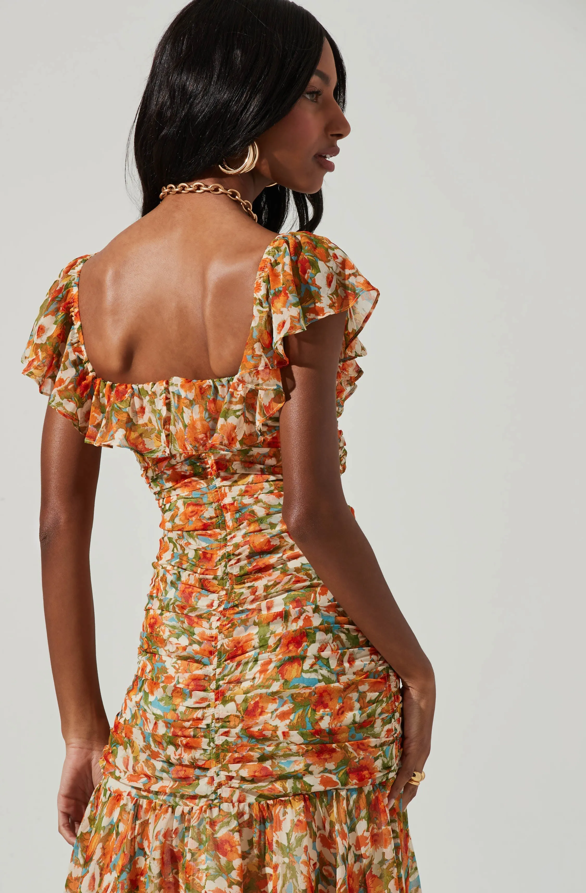 Devereaux Cutout Floral Midi Dress