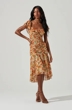 Devereaux Cutout Floral Midi Dress