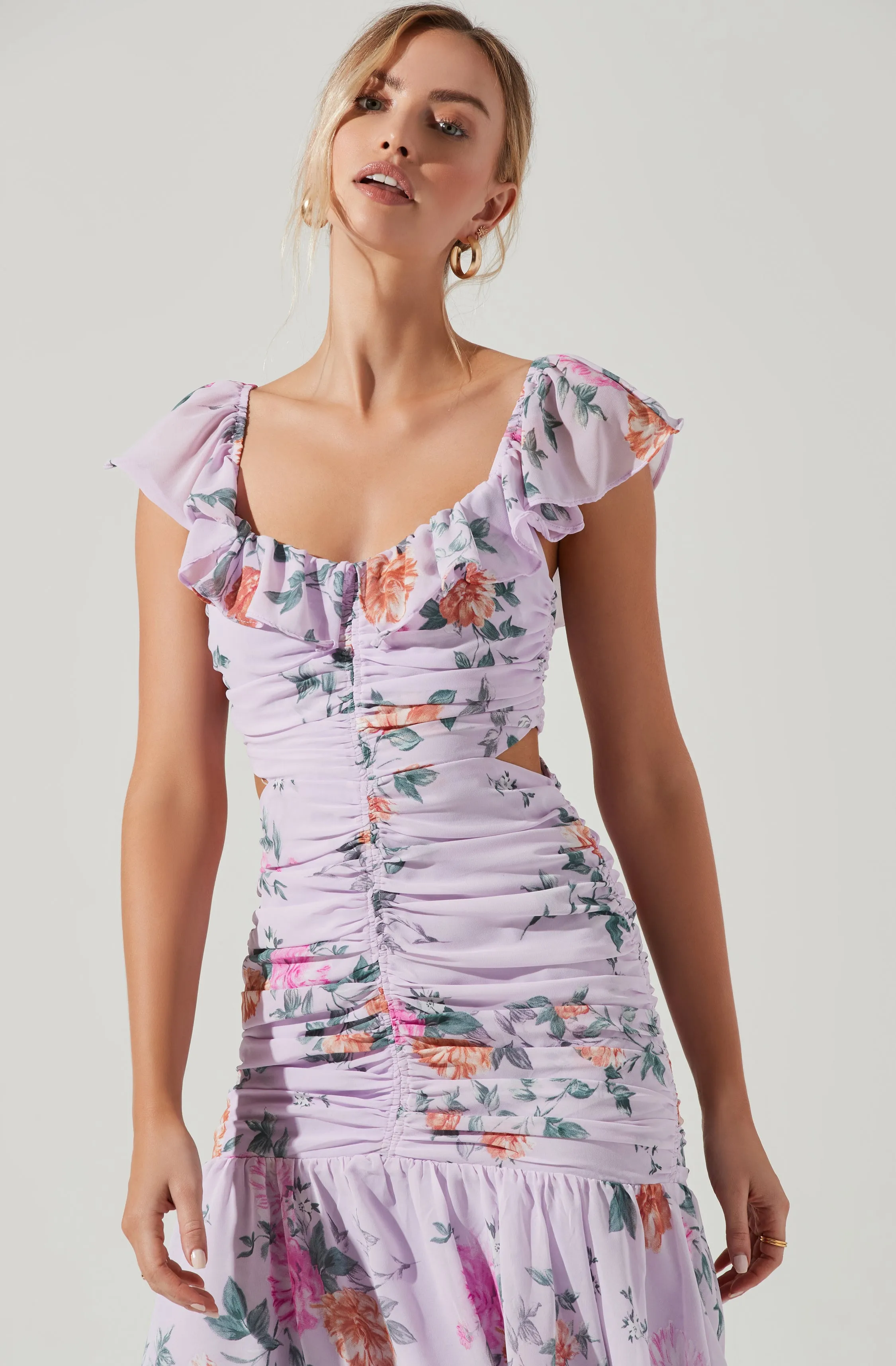 Devereaux Cutout Floral Midi Dress