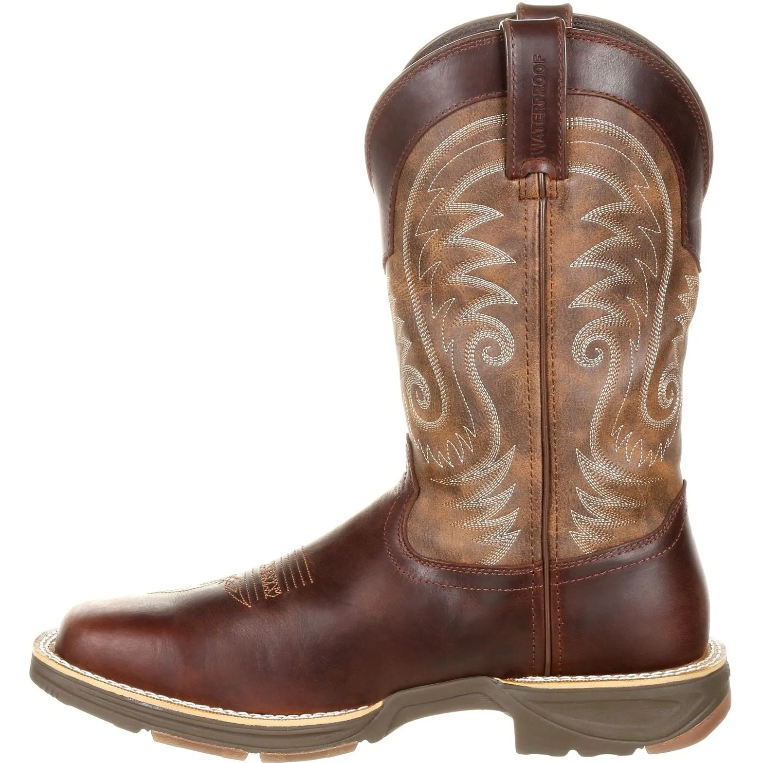 Durango Men's Ultra-Lite 12" Square Toe WP Western Boot- Brown- DDB0137