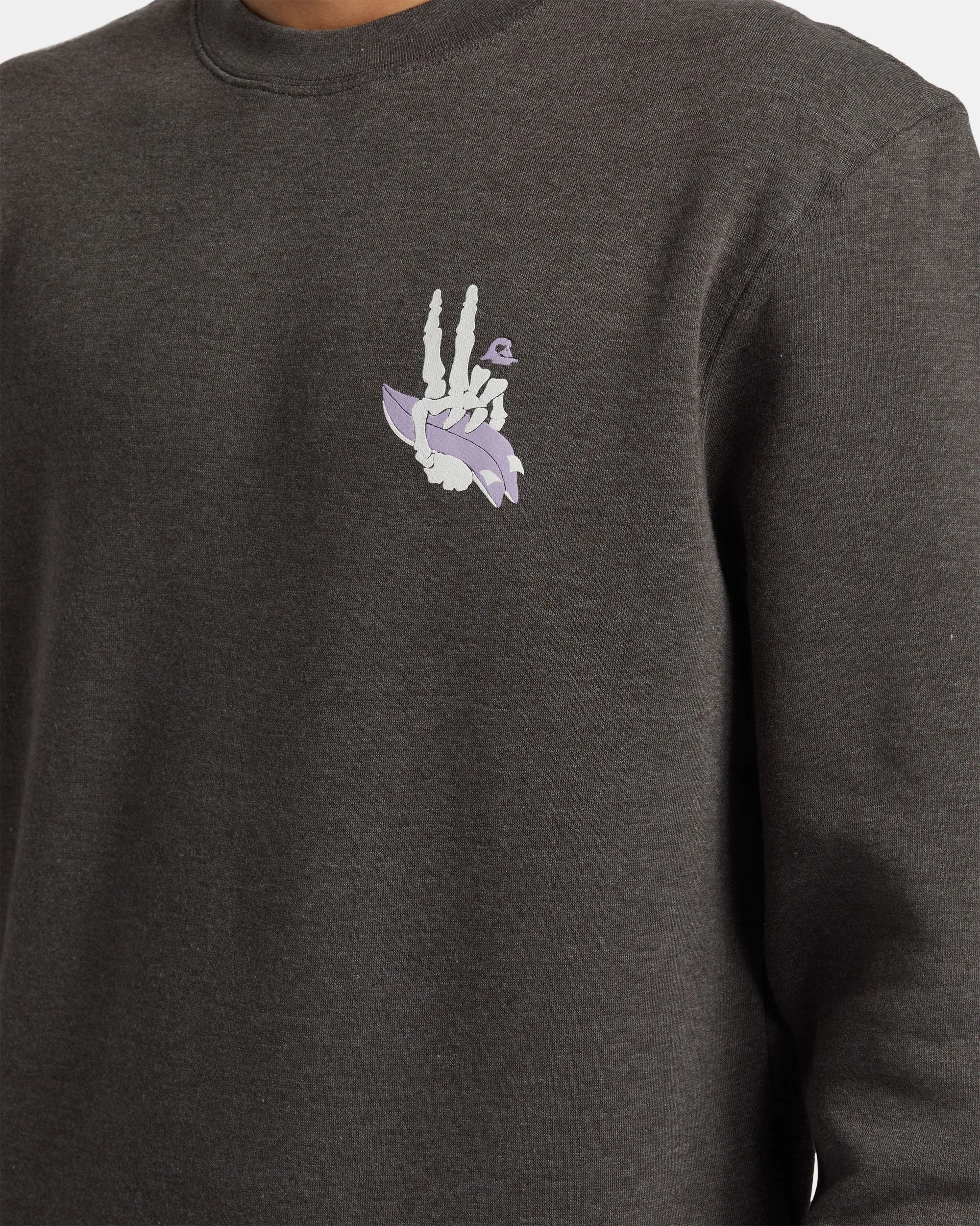 E Peace Out Crew Neck Sweatshirt - Charcoal Heather