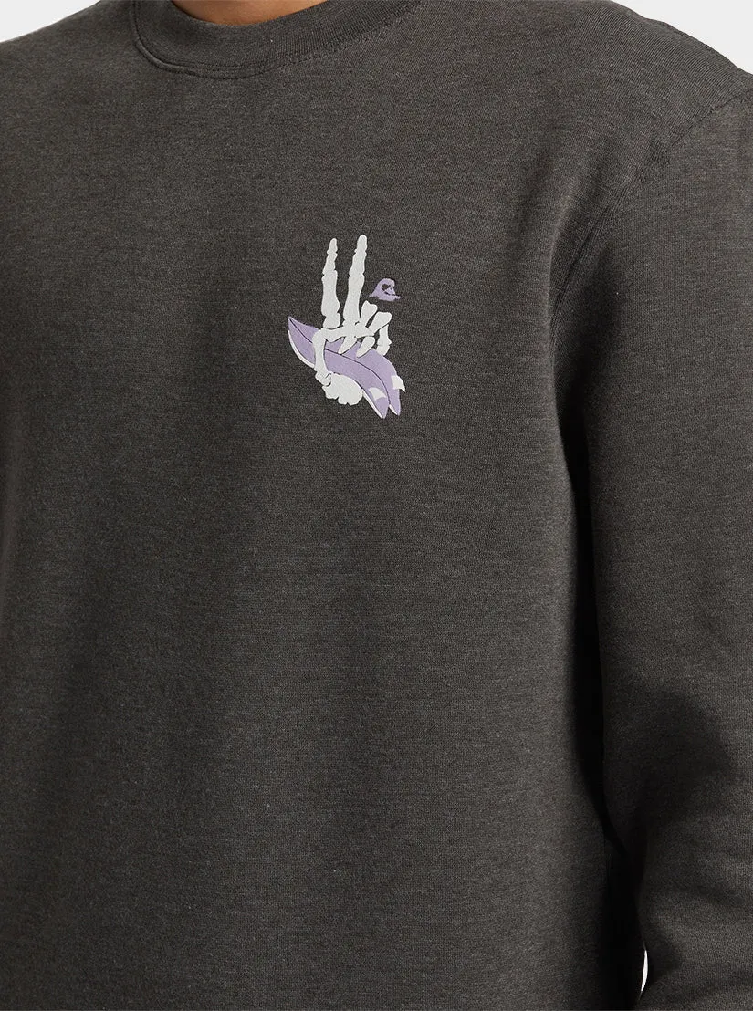 E Peace Out Crew Neck Sweatshirt - Charcoal Heather