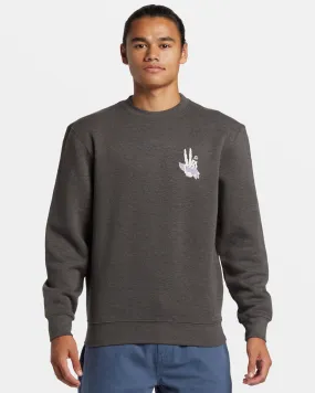 E Peace Out Crew Neck Sweatshirt - Charcoal Heather