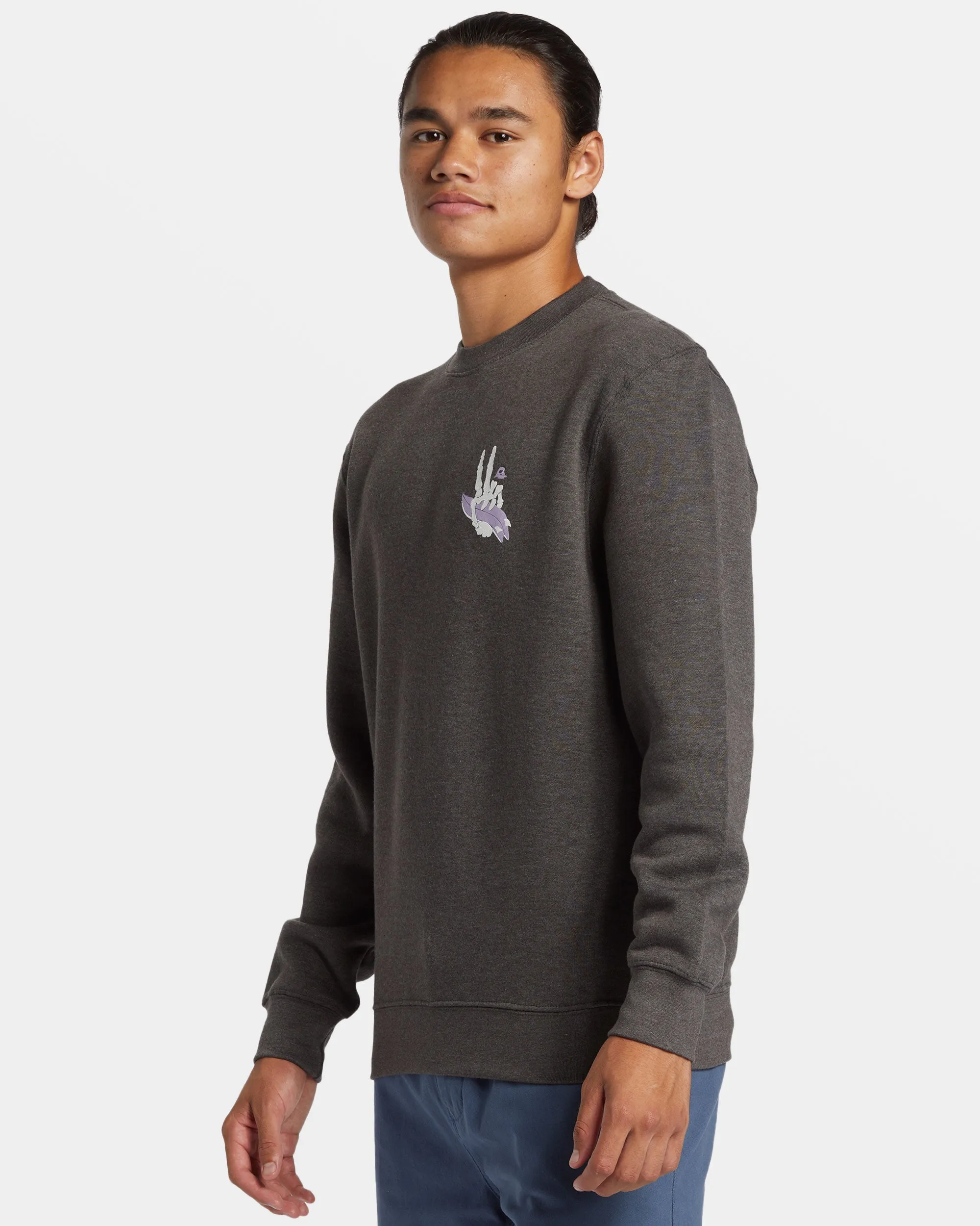 E Peace Out Crew Neck Sweatshirt - Charcoal Heather