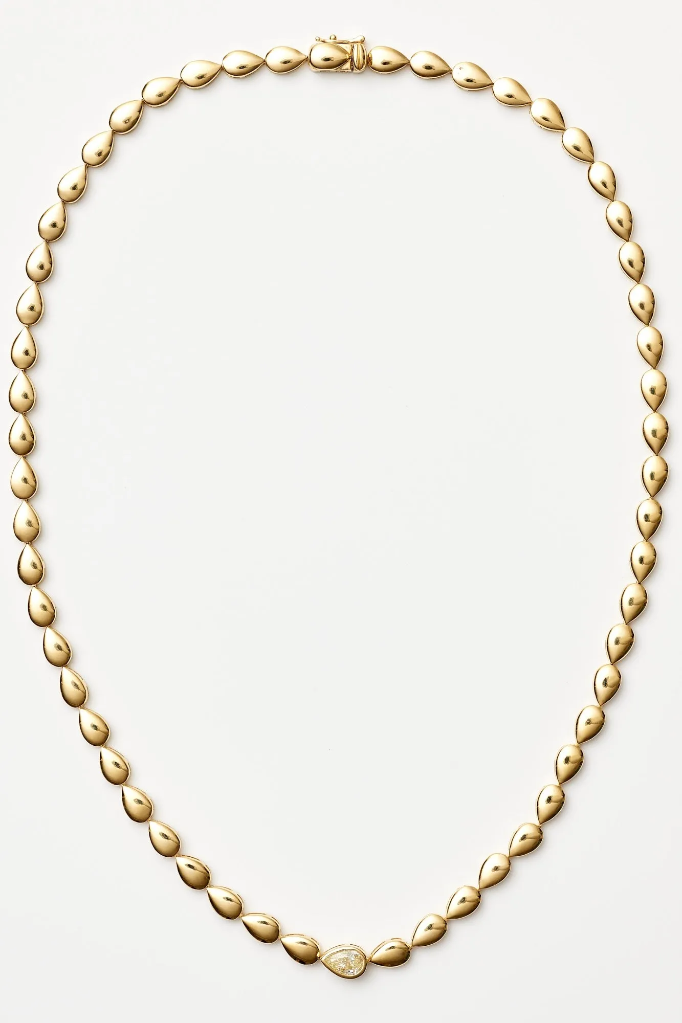 EAST-WEST PEAR SHAPE BEZEL DIAMOND TENNIS NECKLACE