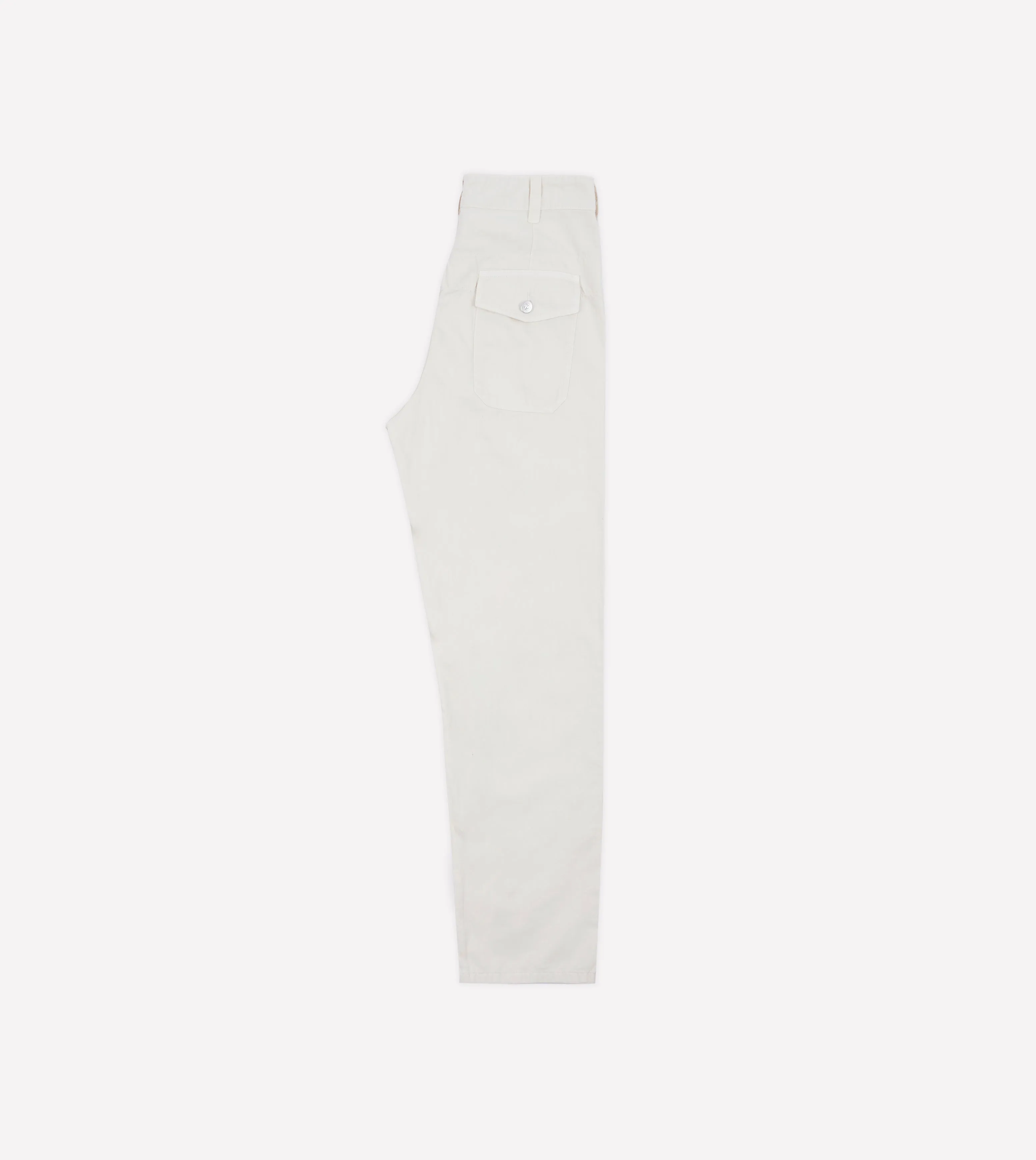 Ecru Cotton Herringbone Fatigue Trouser