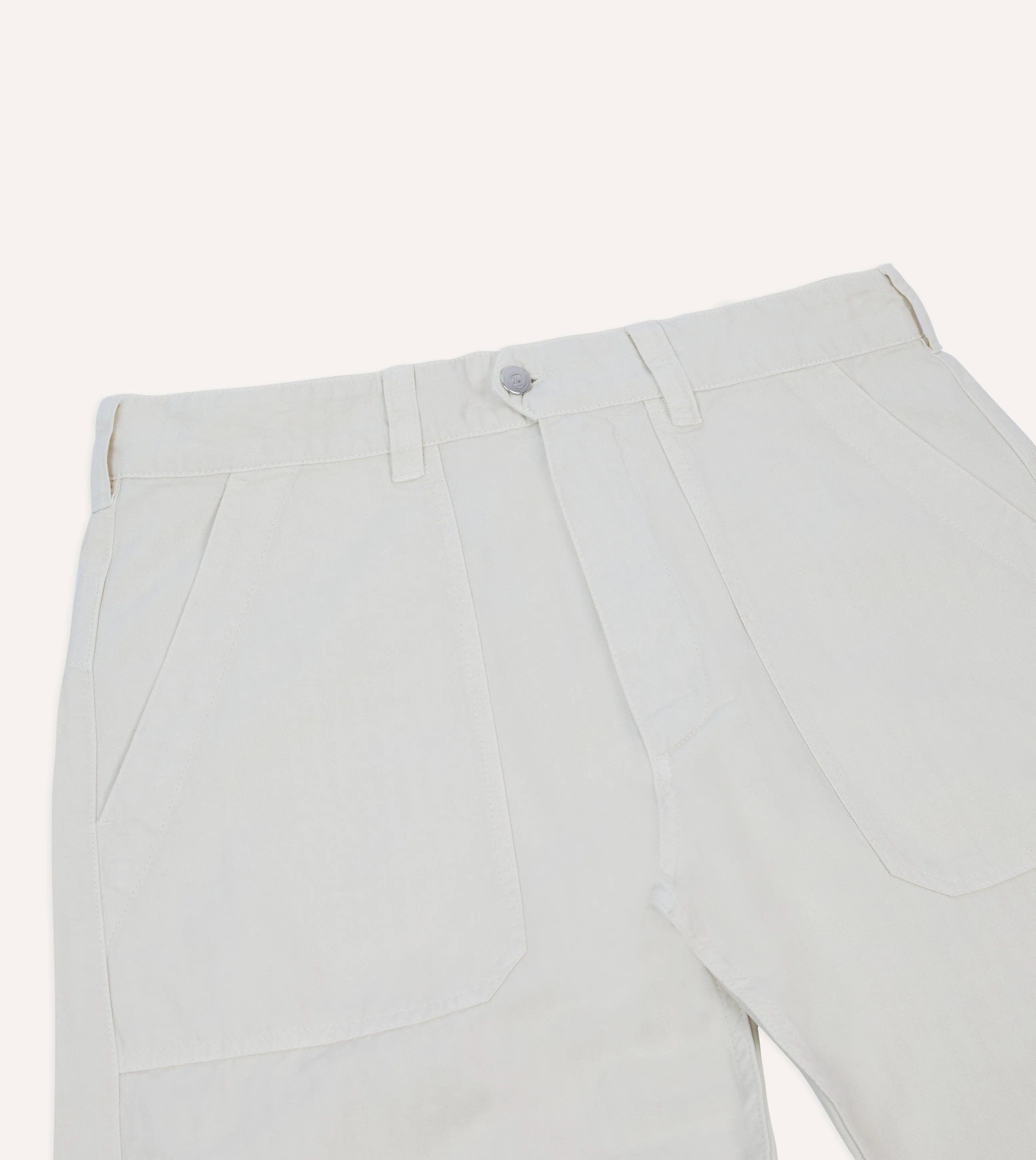 Ecru Cotton Herringbone Fatigue Trouser