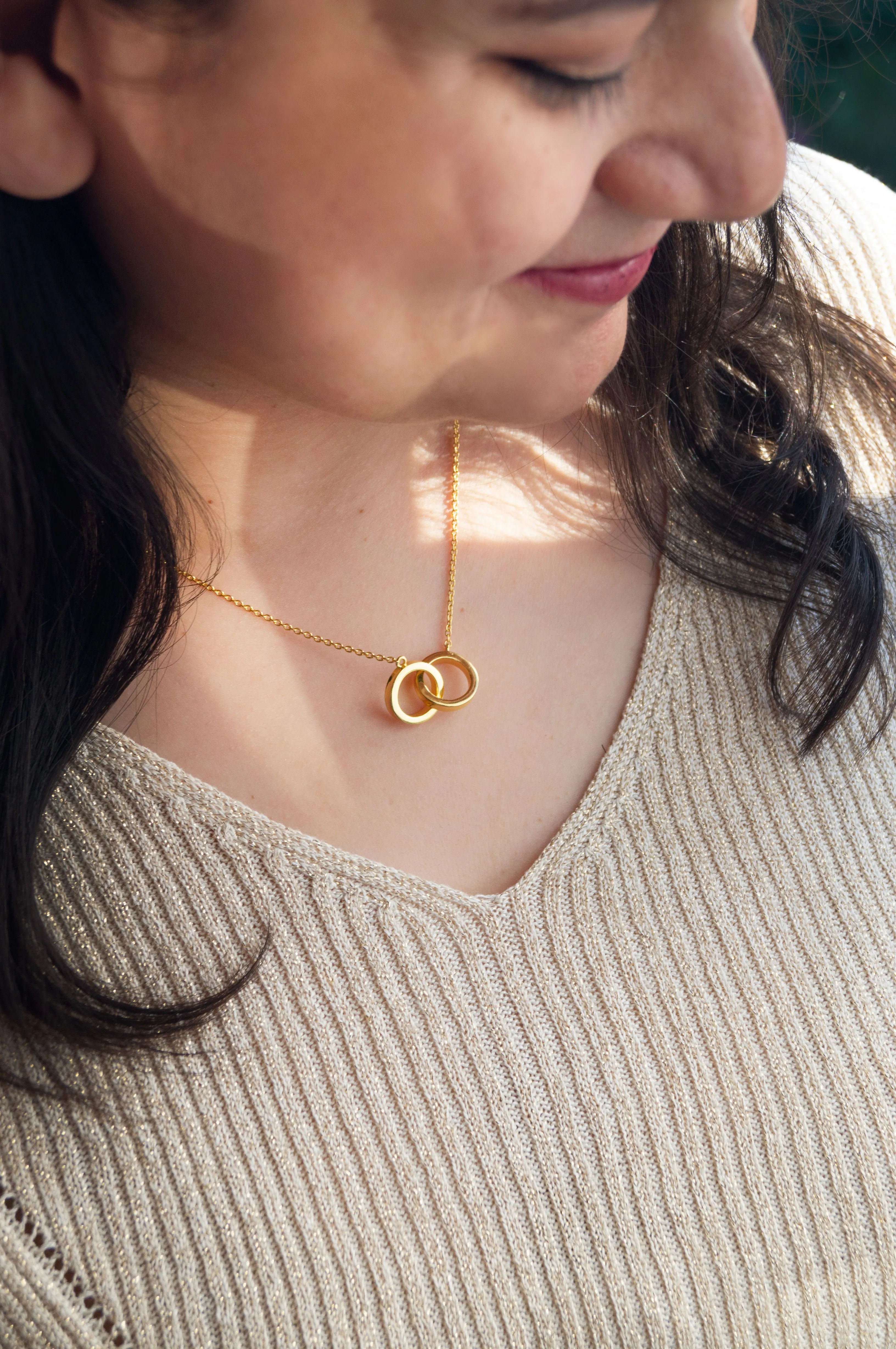 Entangled Circles Sterling Silver Chain Necklace