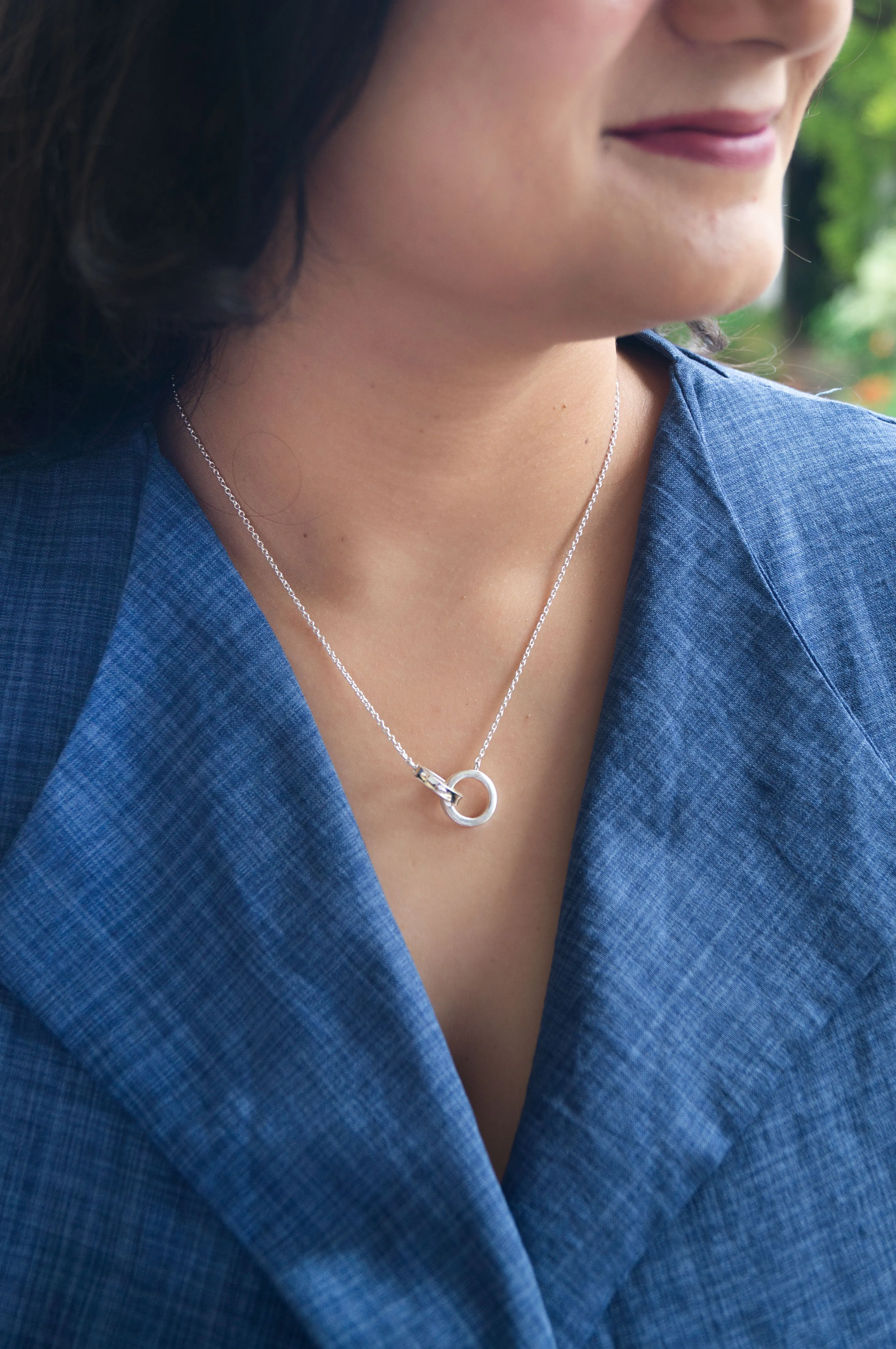 Entangled Circles Sterling Silver Chain Necklace