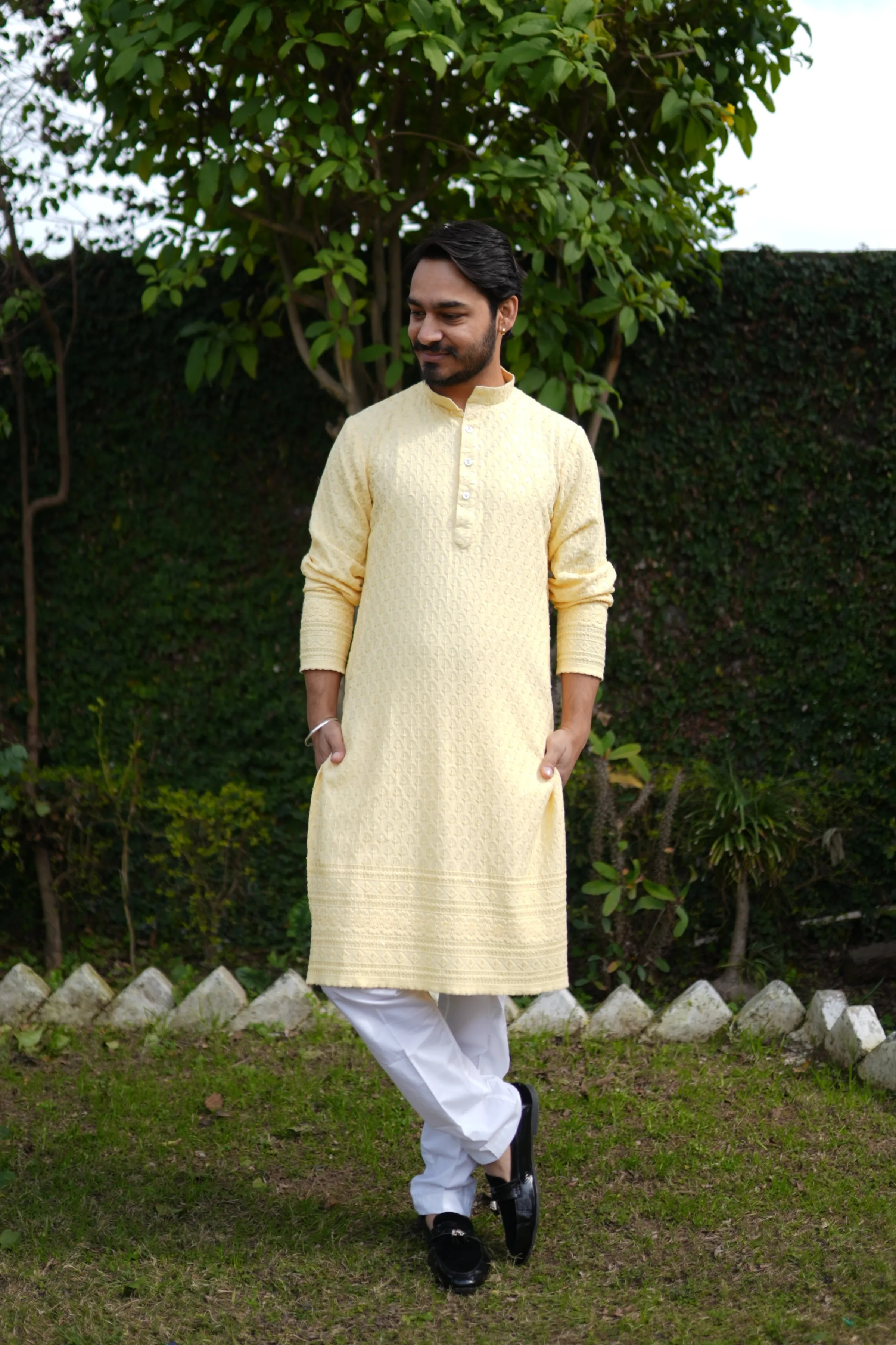 Festive Lemon Sequined Kurta