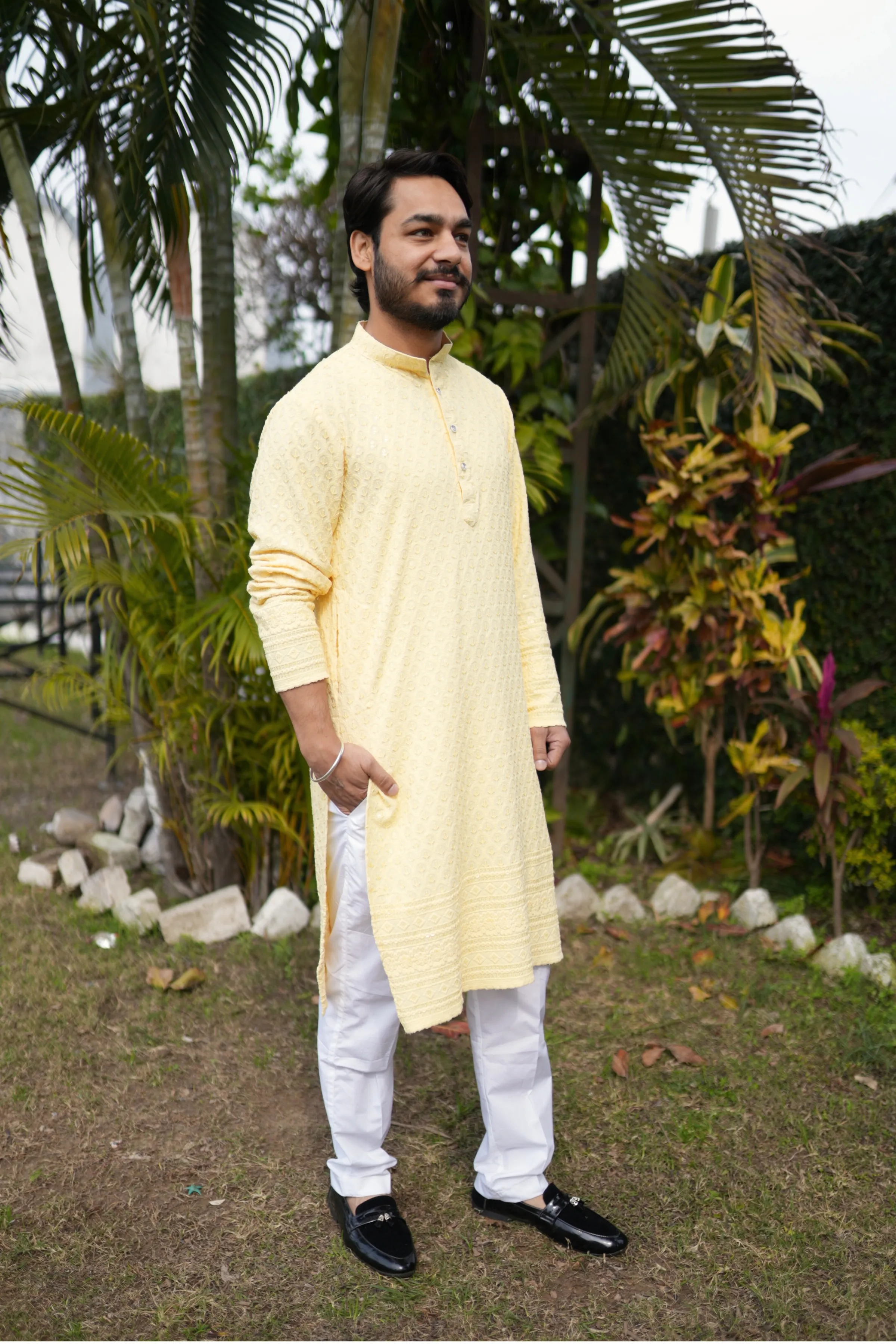 Festive Lemon Sequined Kurta