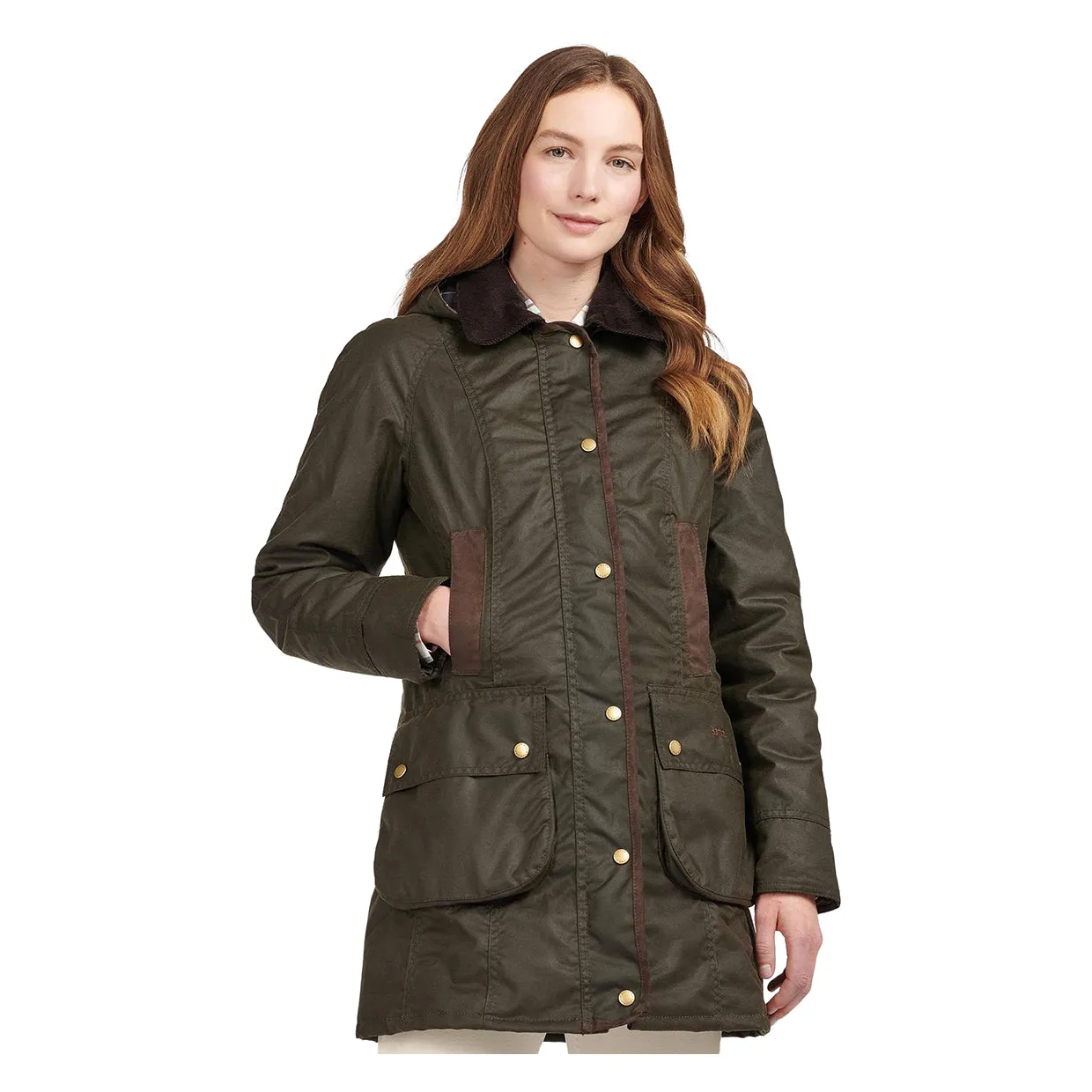 Giubbino Barbour Donna Bower Wax Verde Oliva