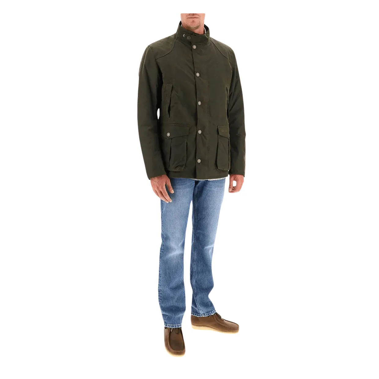 Giubbino Uomo Barbour Leeward Wax Verde