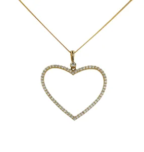 Gold 10k set solid chain heart pendant